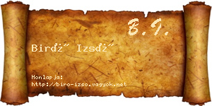 Biró Izsó névjegykártya